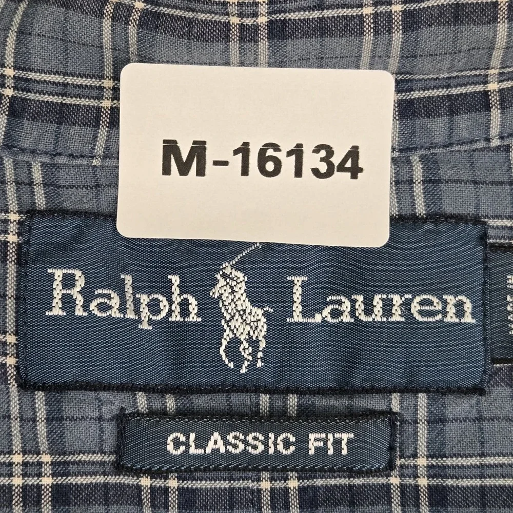 Ralph Lauren Men Button Up Shirt 4XB Blue Pony Embroidery Plaid